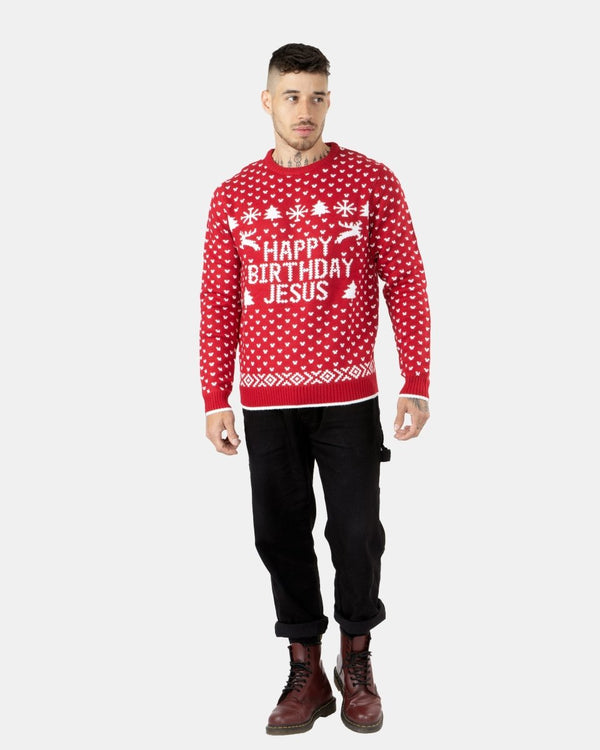 Noroze Happy Birthday Jesus Red Jumper