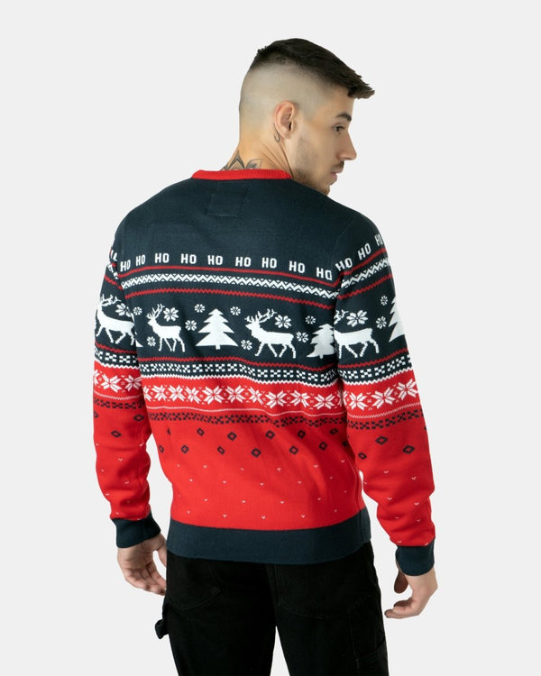 Noroze Hoho Reindeer Tree Navy Xmas Jumpers