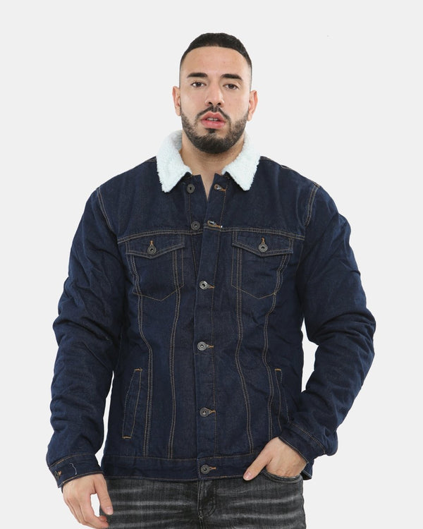noroze Indigo Sherpa Lined Denim Jacket