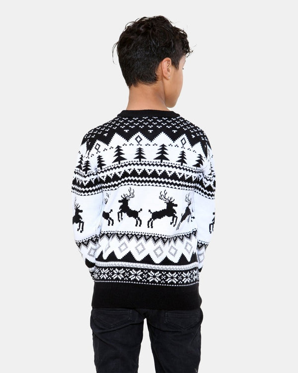 Noroze Jumping Reindeer Black Kids Xmas Jumper