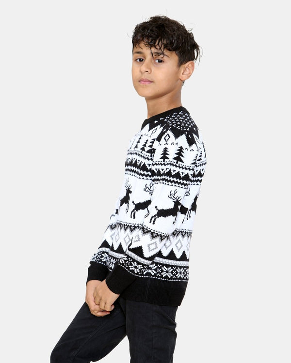Noroze Jumping Reindeer Black Kids Xmas Jumper