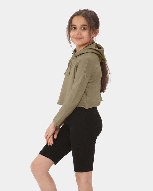 Noroze Khaki Girl's Long-Sleeve Hoodie