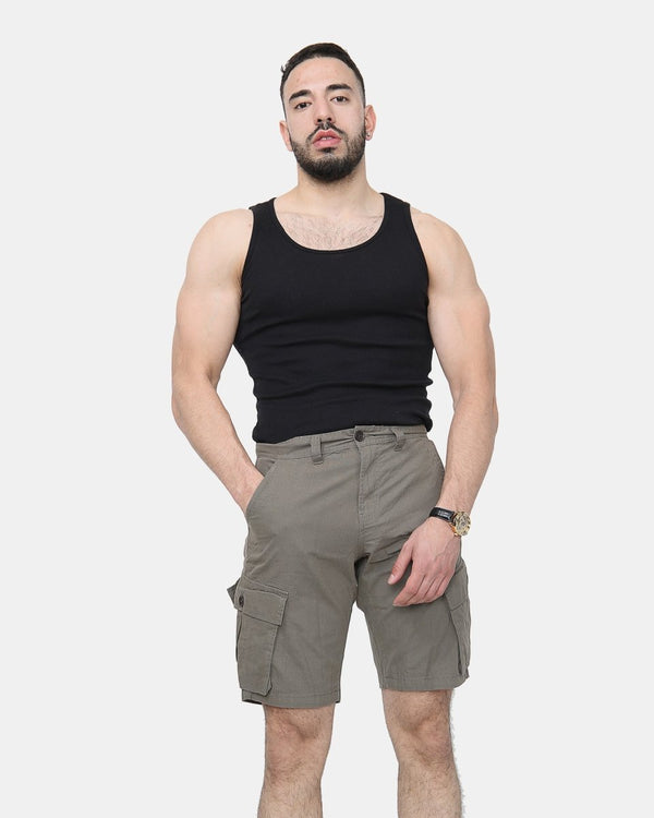noroze Khaki Knee Length Cargo Shorts