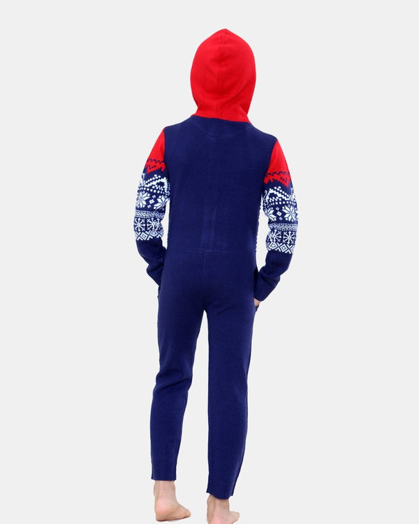 Noroze Kids Aztec Red/Navy Knitted Onesie