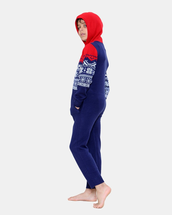 Noroze Kids Aztec Red/Navy Knitted Onesie