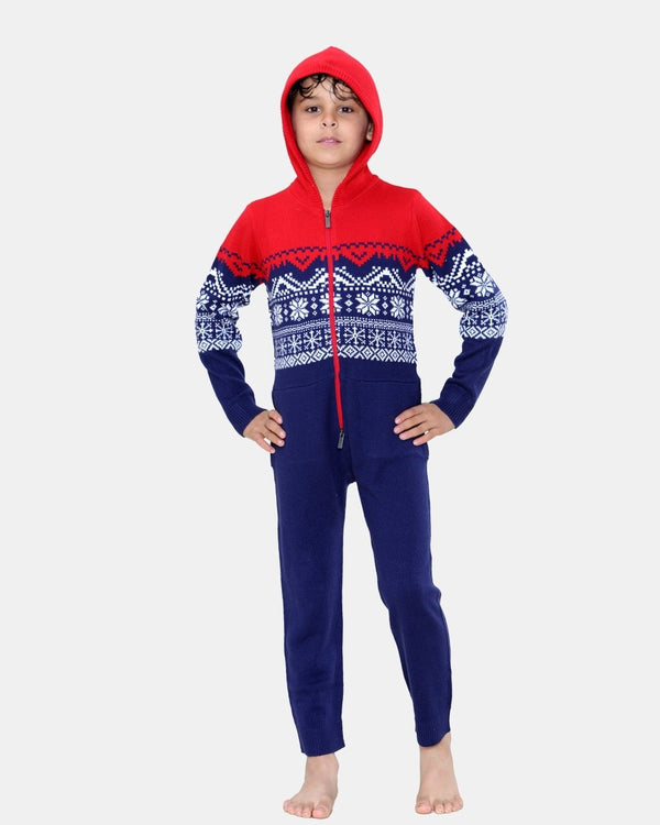 noroze Kids Aztec Red/Navy Knitted Onesie