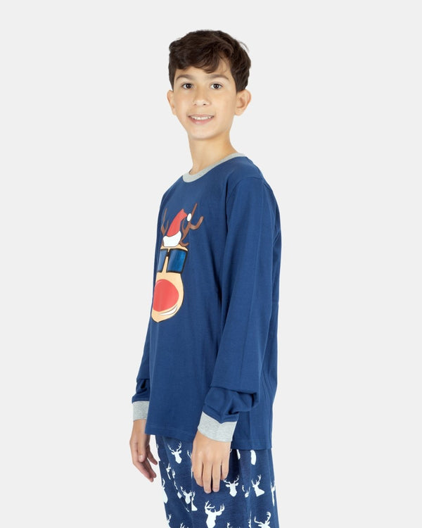 Noroze Kids Navy Rudolph Nightwear Set