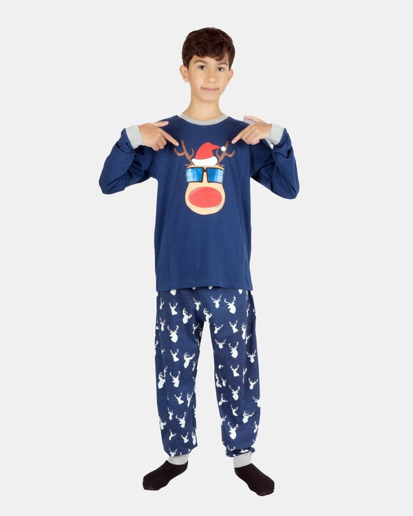 Noroze Kids Navy Rudolph Nightwear Set