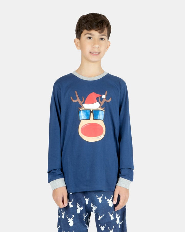 noroze Kids Navy Rudolph Nightwear Set