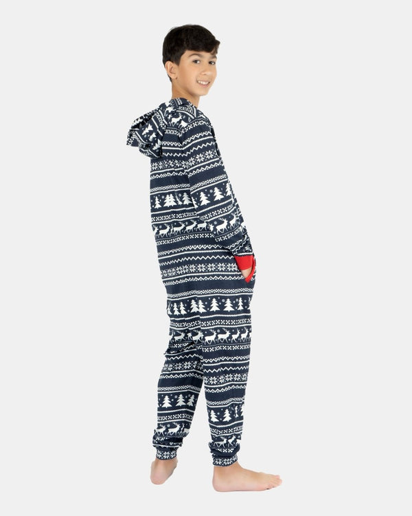 Noroze Kids Reindeer Navy Christmas Onesie