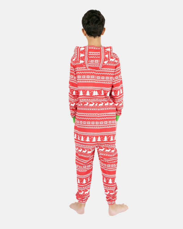 Noroze Kids Reindeer Red Christmas Onesie
