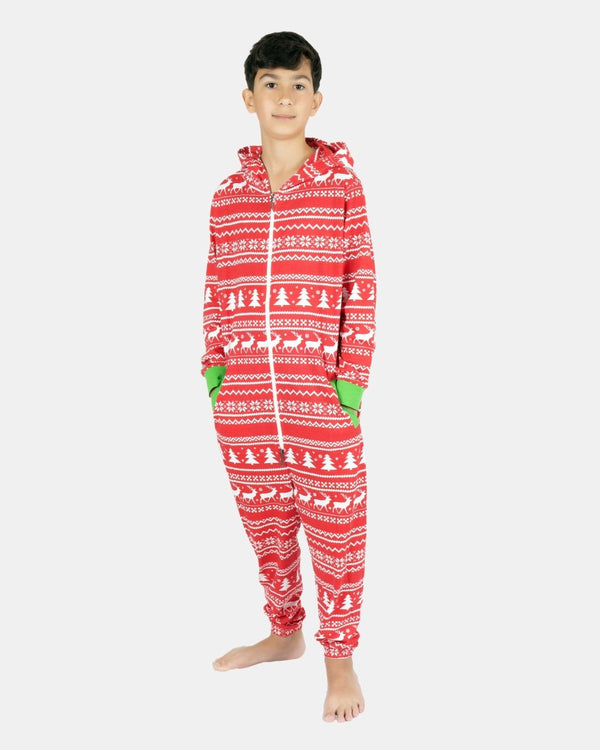 noroze Kids Reindeer Red Christmas Onesie
