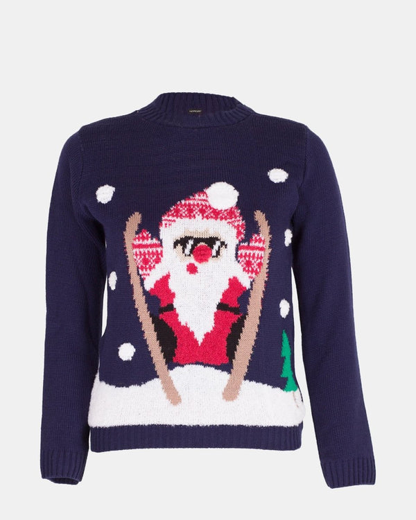 Noroze Kids Snowman Blue Retro Christmas Jumper