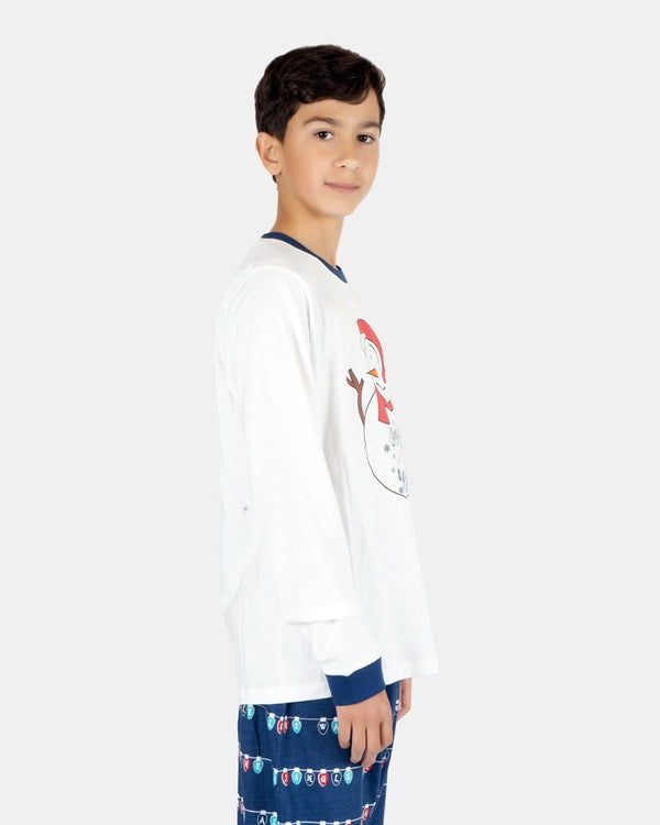Noroze Kids White Snowman Nightwear Set