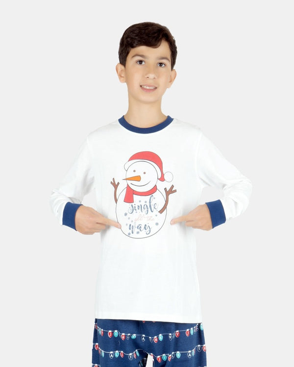 noroze Kids White Snowman Nightwear Set