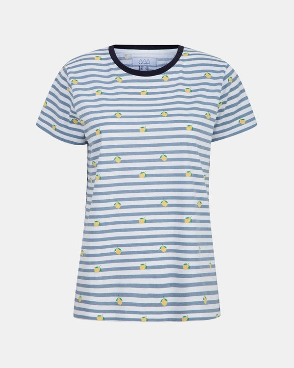 noroze Lemon Stripe Navy Womens T-Shirt
