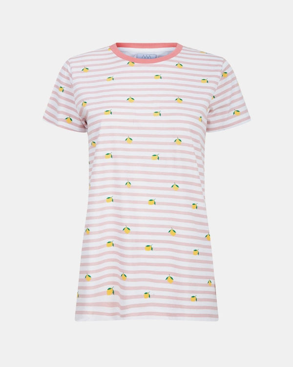 noroze Lemon Stripe Pink Womens T-Shirt