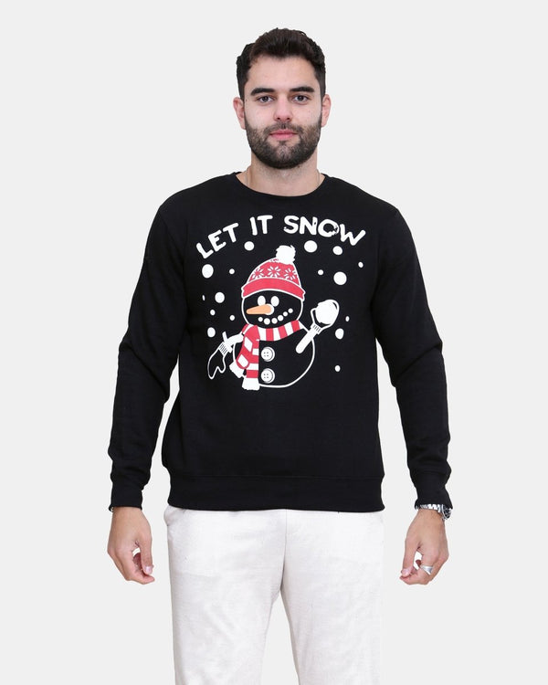 noroze Let It Snow Black Men’s Christmas Jumper