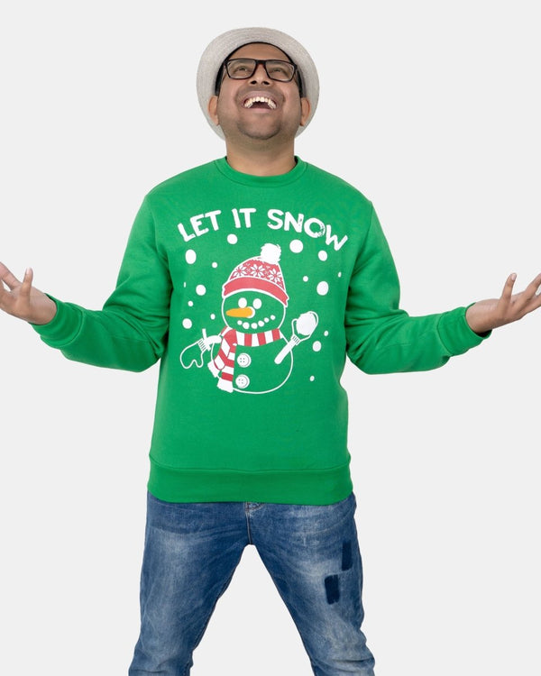 noroze Let It Snow Green Men’s Christmas Jumper