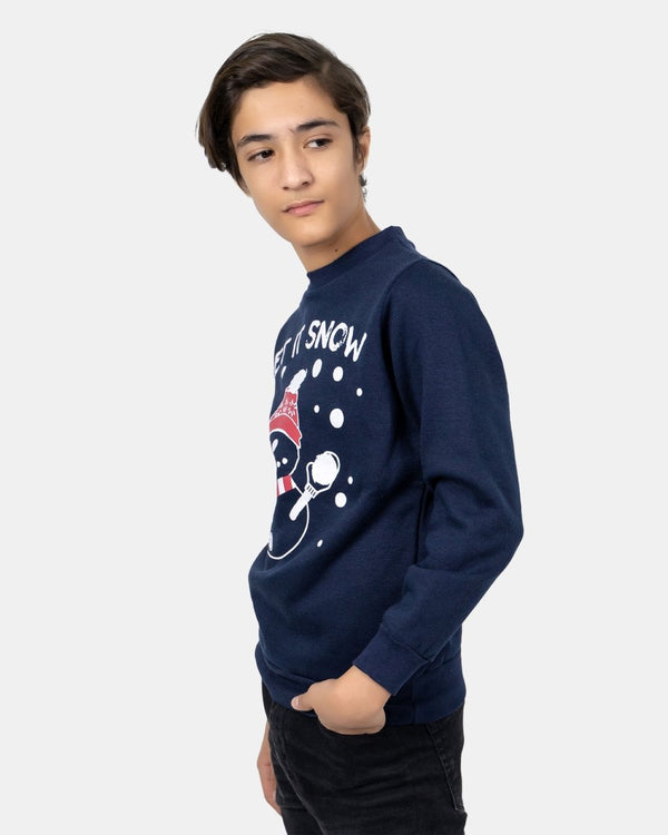 Noroze Let It Snow Navy Kids Christmas Jumper