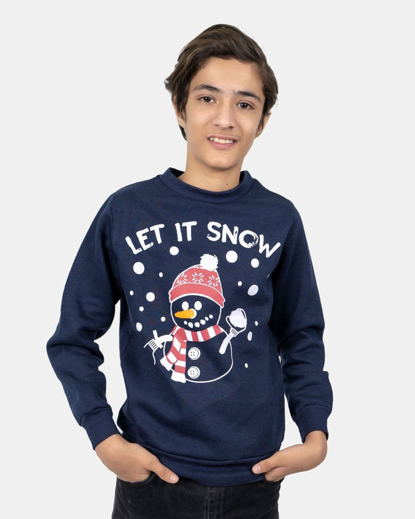 noroze Let It Snow Navy Kids Christmas Jumper