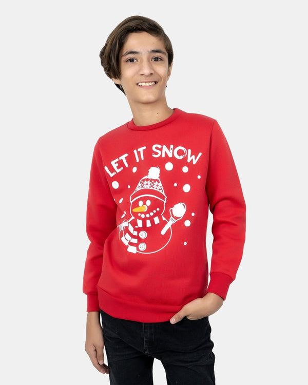 noroze Let It Snow Red Kids Christmas Jumper