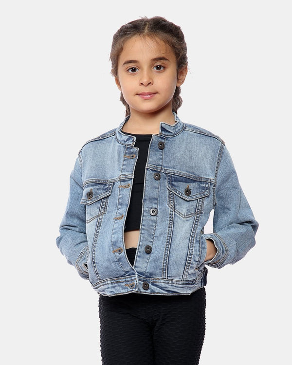 noroze Light Blue Collarless Kids Jacket