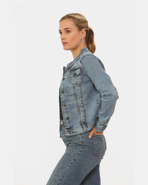 Noroze Light Blue Ladies Trucker Denim Jacket