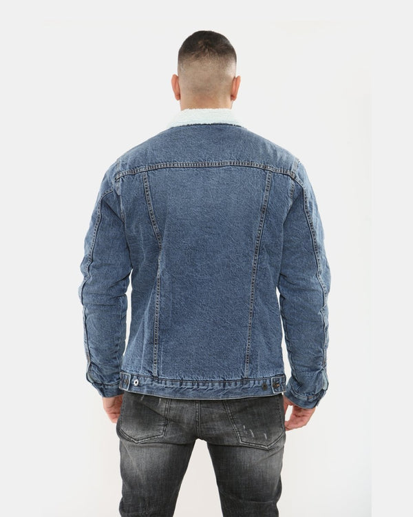 Noroze Light Blue Sherpa Lined Denim Jacket