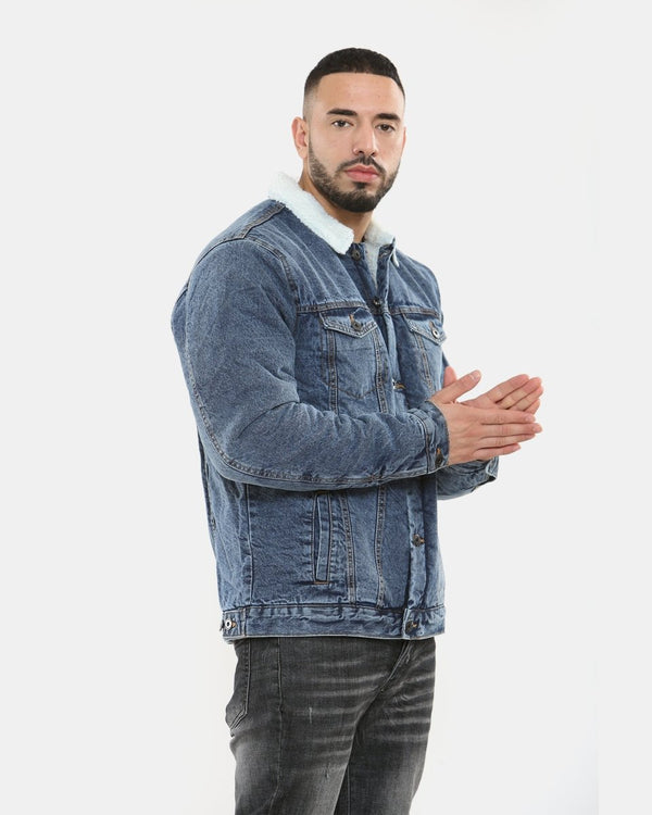 Noroze Light Blue Sherpa Lined Denim Jacket