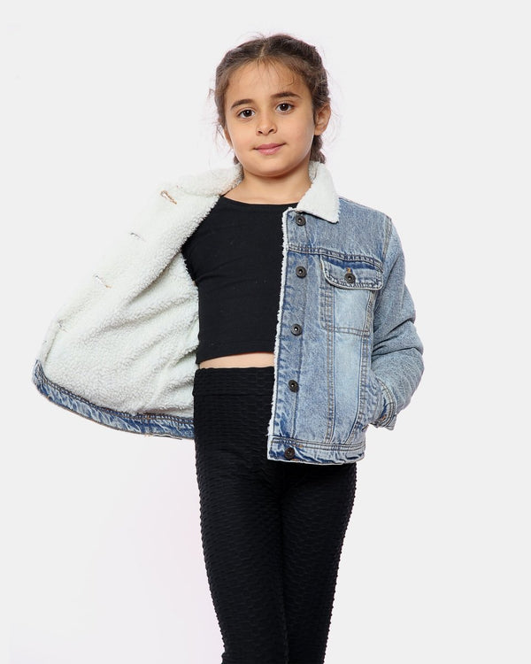 Noroze Light Blue Sherpa Lined Kids Jacket