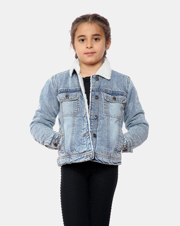noroze Light Blue Sherpa Lined Kids Jacket