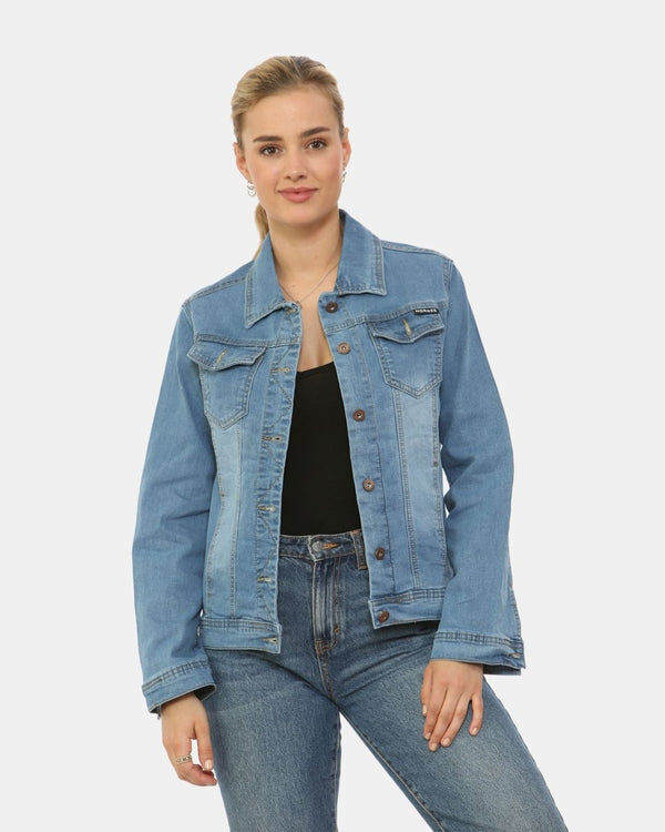 noroze Light Blue Washed Detail Denim Jacket