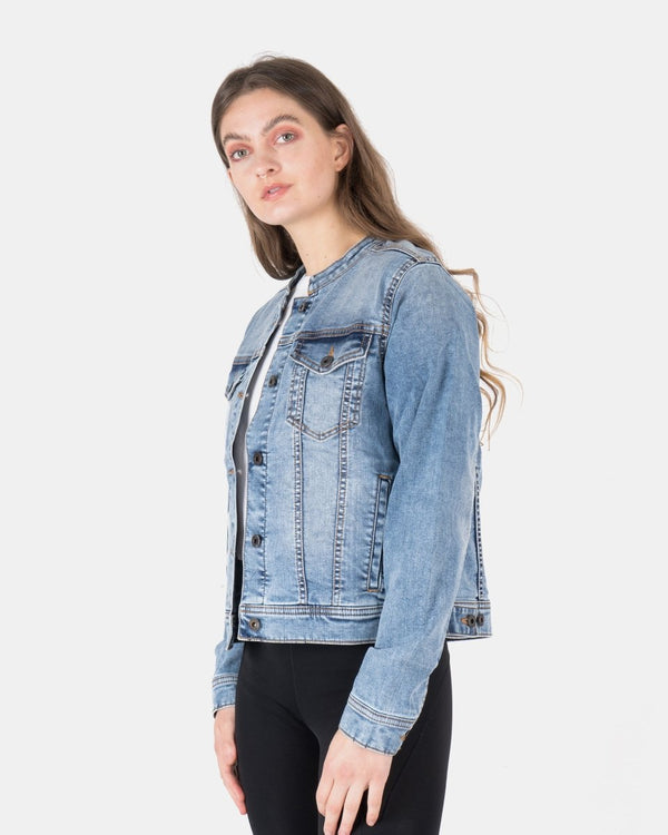 Noroze Light Blue Womens Casual Biker Jacket