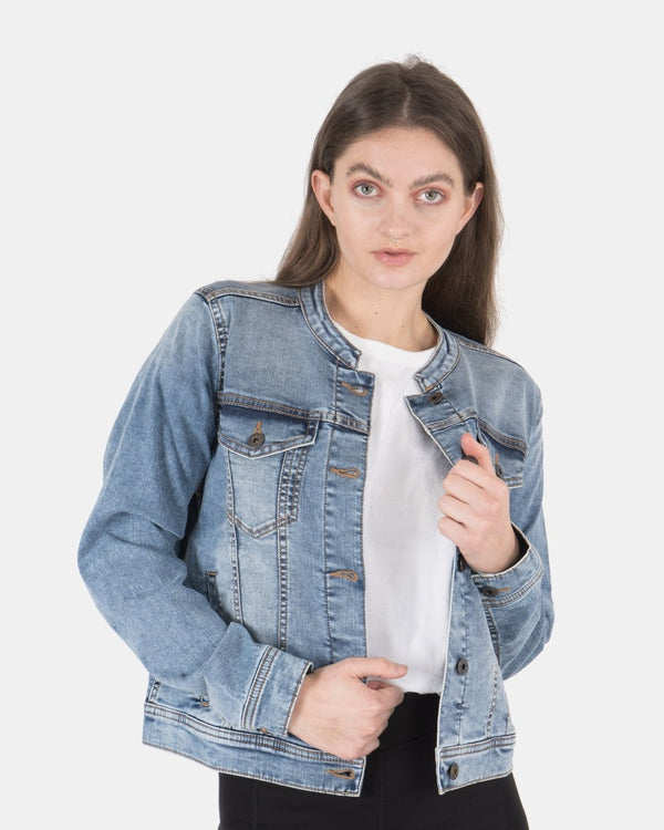 Noroze Light Blue Womens Casual Biker Jacket