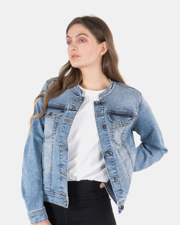 noroze Light Blue Womens Casual Biker Jacket