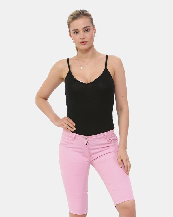 noroze Light Pink Chino Capri Bengaline Shorts