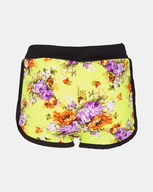 Noroze Lime Floral Print Casual Shorts