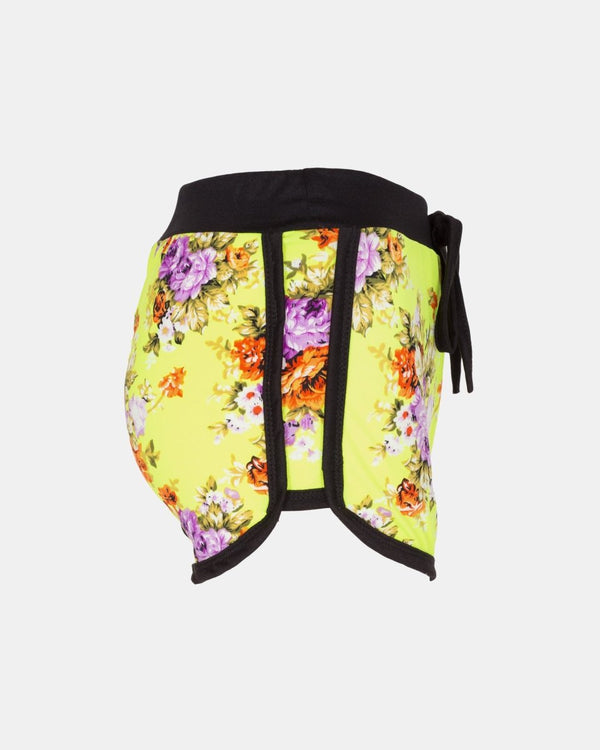 Noroze Lime Floral Print Casual Shorts