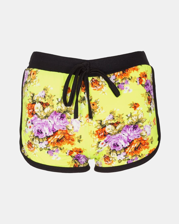 noroze Lime Floral Print Casual Shorts