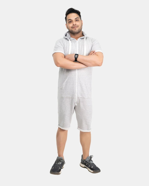 Noroze Marl Grey Men One-Piece Jumpsuit