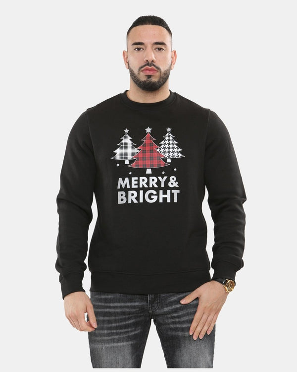 noroze Marry & Bright Mens Black Xmas Jumpers
