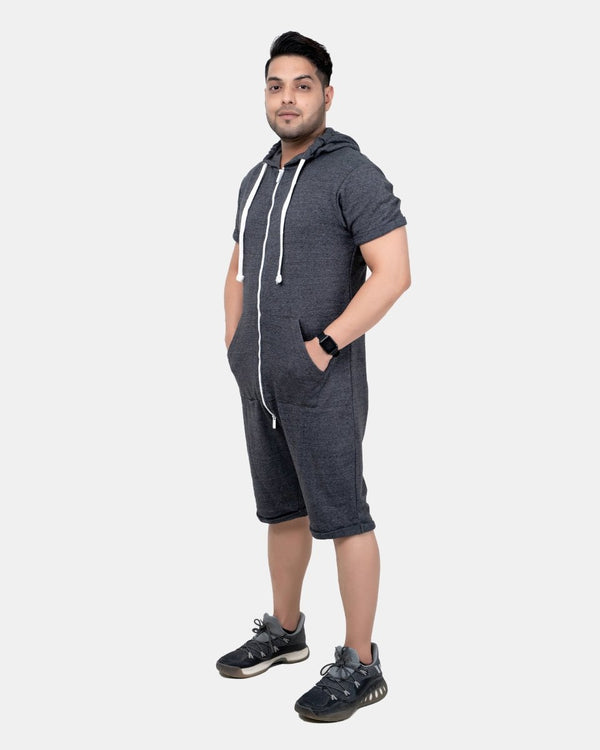 Noroze Mel Charcoal Men One-Piece Jumpsuit