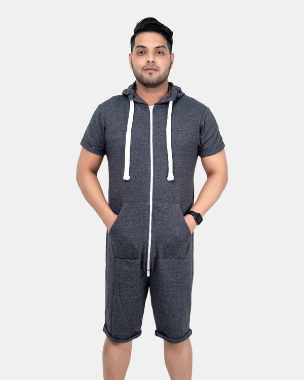 noroze Mel Charcoal Men One-Piece Jumpsuit