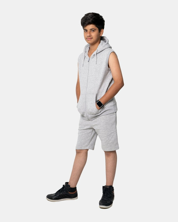 Noroze Mel Grey Boys Gilet Sleeveless Hoodie