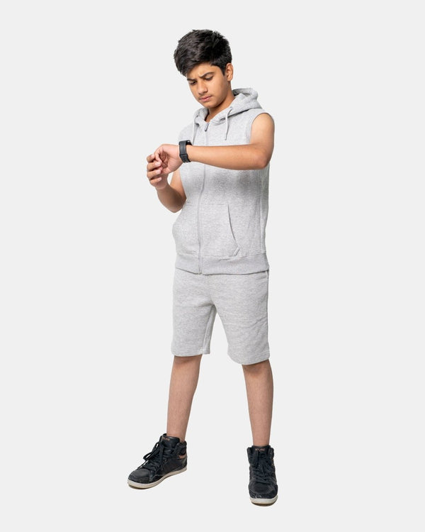 Noroze Mel Grey Boys Gilet Sleeveless Hoodie