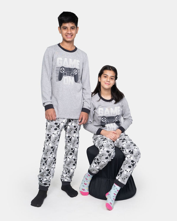 noroze Mel Grey Skull Gaming Print Pyjamas