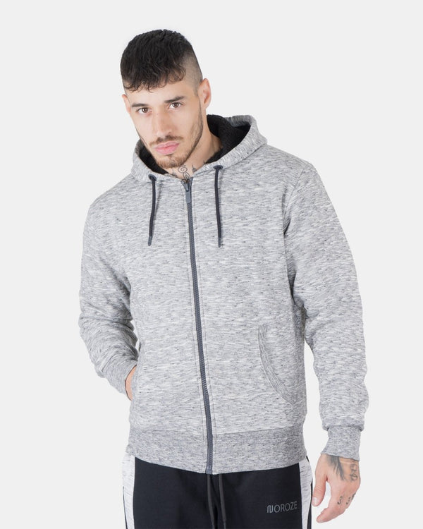 noroze Melange Charcoal Sherpa-Lined Hoodie