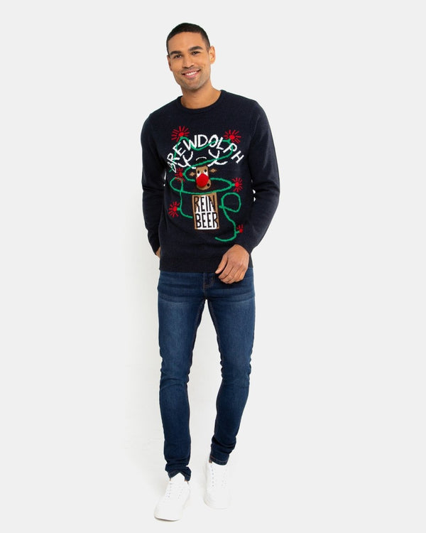 Noroze Men Brewdolph Black Christmas Jumper