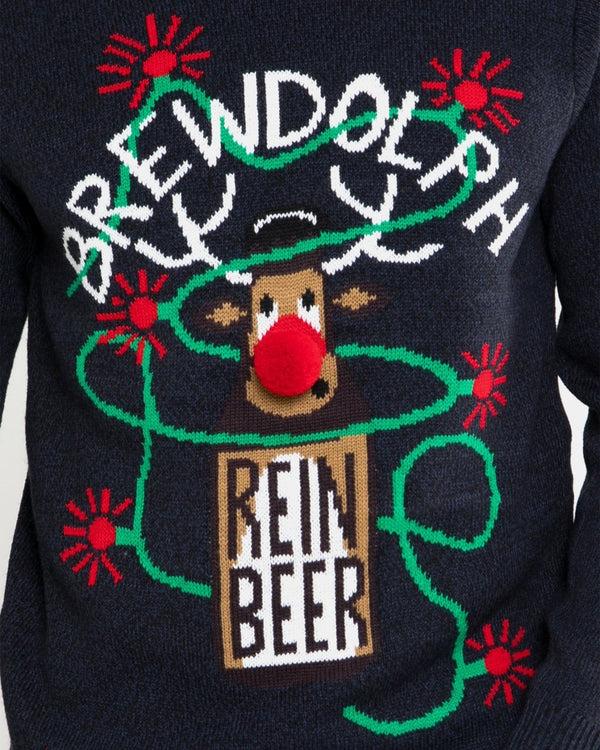 Noroze Men Brewdolph Black Christmas Jumper